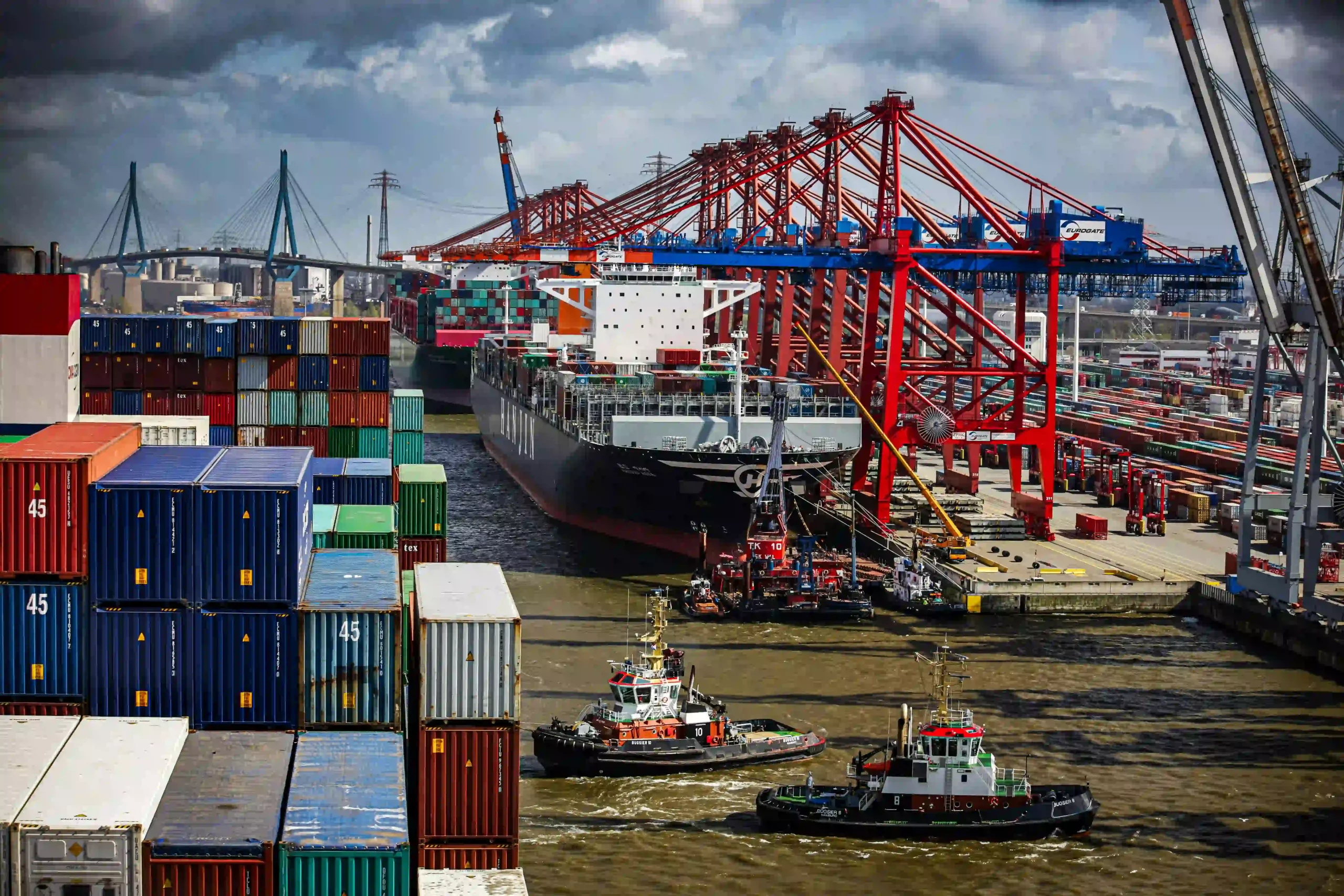 container ship in port