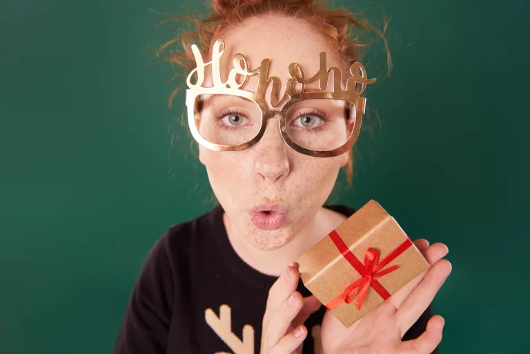 funny-woman-showing-April fools day-present